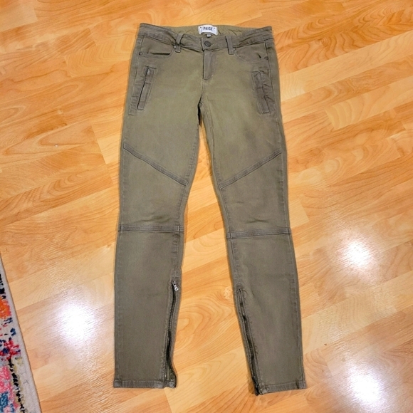 PAIGE Denim Marley Skinny Moto Jeans Fatigue Green Size 27 - Picture 5 of 13